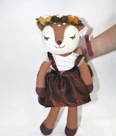 Knitted deer with tutu